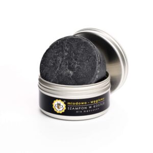 MIODOWA MYDLARNIA Szampon w kostce miodowo - węglowy - w puszce